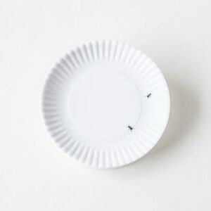 ONE HUNDRED 80 DEGREES White w Ants Melamine Dinnerware - 6 in Plates -Set of 4